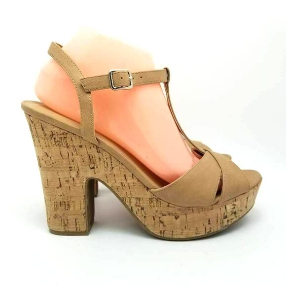 Sun + Stone Shoes - Sun + Stone Jamie T-Strap Block Heel Platform Wedge Sandals Size 9.5M